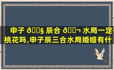 申子 🐧 辰合 🐬 水局一定有桃花吗,申子辰三合水局婚姻有什么好处